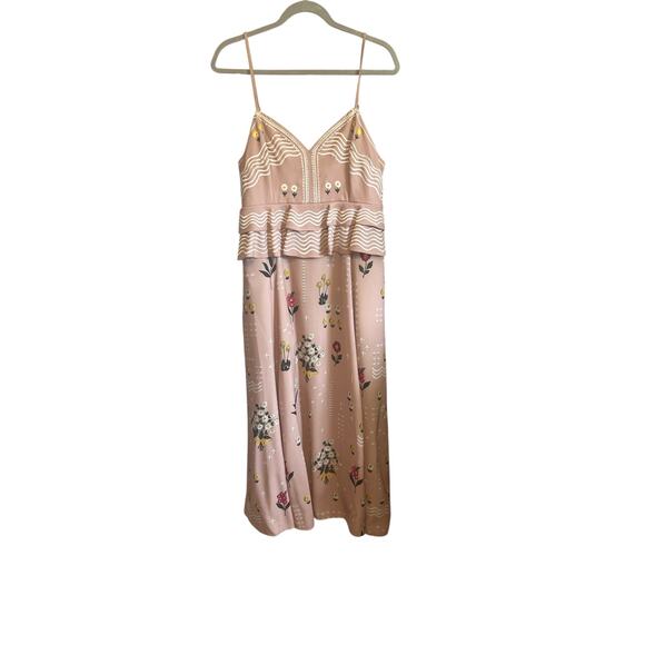 Anthropologie Sahil Kochhar V-Neck Sahara Floral Dress size 10 - Picture 1 of 10